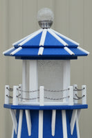 6 ft. Octagon Solar and Electric Powered Poly Lighthouses, Blue/white trim