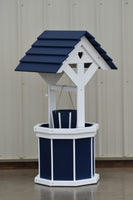 4 ft. Poly Wishing Well with Planter Bucket, Patriot Blue and White