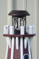 32" Octagon; Solar Powered Poly Lighthouses, Cherry/white trim