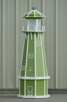 5 ft. Octagon Solar and Electric Powered Poly Lighthouses Lime Green with White trim