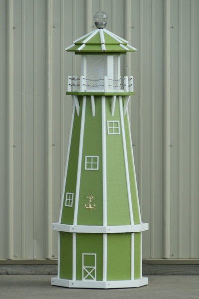5 ft. Octagon Solar and Electric Powered Poly Lighthouses Lime Green with White trim