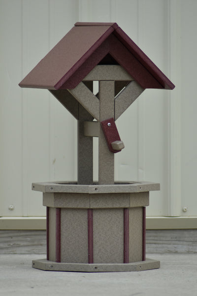 2 ft. Poly Wishing Well, Flower Planter, Clay and Cherry