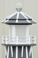 4 ft. Octagon Solar and Electric Powered Poly Lawn Lighthouse, Gray/white trim