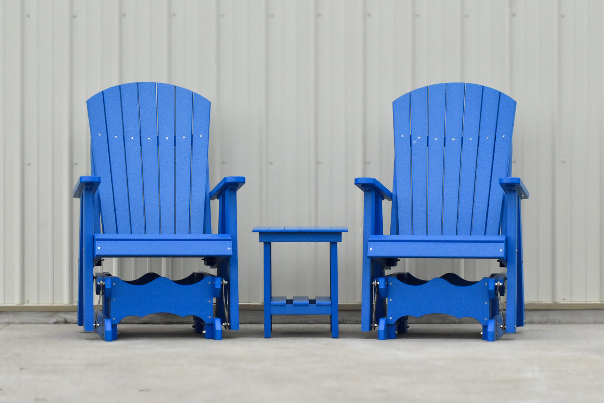 Poly Fanback Glider Rocker Set, 2-Glider Rockers and 1-Table Blue – NMW ...