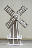 30" Octagon, Decorative, Spinning Poly Dutch Windmill (Weathered Wood/White)