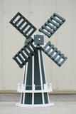 30" Octagon, Decorative, Spinning Poly Dutch Windmill (Green/White)