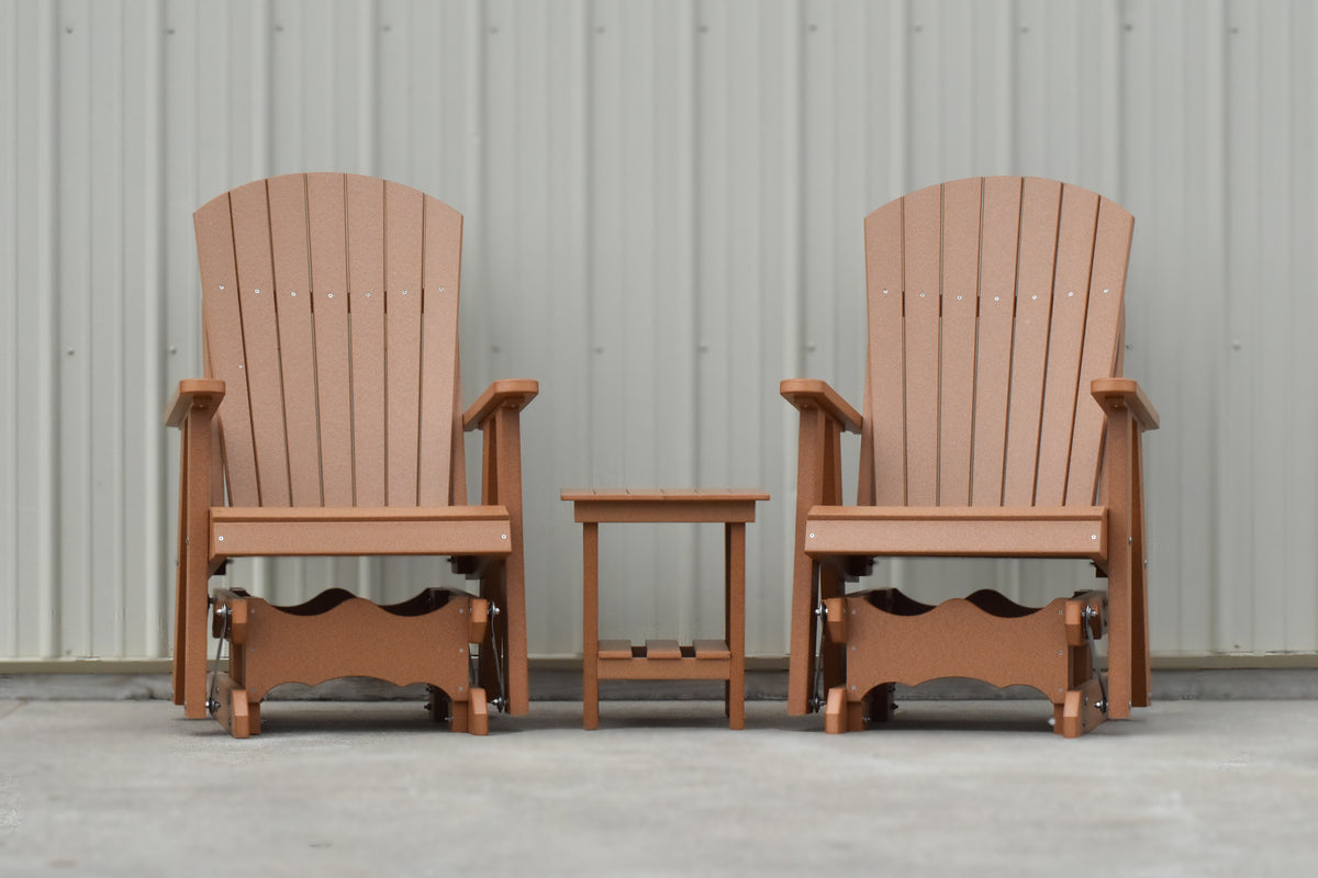 Poly Fanback Glider Rocker set, 2-Glider Rockers and 1-Table Caramel ...
