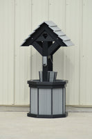 4 ft. Poly Wishing Well with Planter Bucket, Driftwood Gray and Black