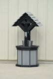 4 ft. Poly Wishing Well with Planter Bucket, Driftwood Gray and Black