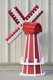 30" Octagon, Decorative, Spinning Poly Dutch Windmill (Red/White)