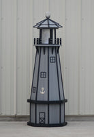 5 ft. Octagon Solar and Electric Powered Poly Lighthouses Driftwood with Black trim
