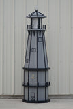 6 ft. Octagon Solar and Electric Powered Poly Lighthouse Driftwood Gray with Black trim