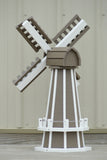 30" Octagon, Decorative, Spinning Poly Dutch Windmill (Weathered Wood/White)