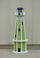 32" Octagon Solar Powered Poly Lighthouse Lime Green with White Trim