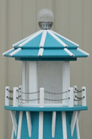 6 ft. Octagon Solar and Electric Powered Poly Lighthouse Aruba Blue with White trim