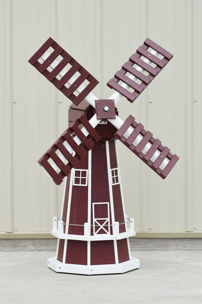 46" Octagon Poly Dutch Windmill  Cherry with White Trim
