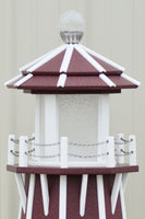 4 ft. Octagon Solar and Electric Powered Poly Lawn Lighthouses, Cherry/white trim
