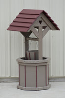 4 ft. Poly Wishing Well with Planter Bucket, Clay and Cherry