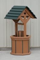 4 ft. Poly Wishing Well with Planter Bucket, Carmel and Green