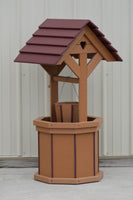 4 ft. Poly Wishing Well with Planter Bucket, Carmel and Cherry