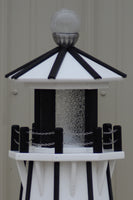 39" Octagon, Solar and Electric Powered  Poly, Lawn Lighthouse, White/ Black Trim