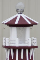 39" Octagon, Solar and Electric Powered  Poly, Lawn Lighthouse, Cherry/ White trim