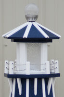 39" Octagon, Solar and Electric Powered  Poly, Lawn Lighthouses Patriot Blue with White Trim