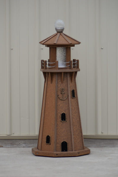 39" Octagon, Solar and Electric Powered  Poly, Lawn Lighthouse Antique Mahogany