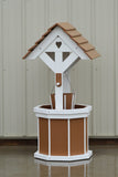 4 ft. Poly Wishing Well with Planter Bucket, Carmel and White