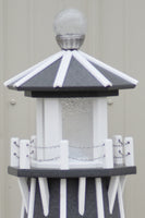 39"  Octagon, Solar and Electric Powered  Poly Lawn Lighthouse, Gray/white trim
