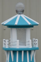 39" Octagon, Solar and Electric Powered  Poly, Lawn Lighthouses Aruba Blue with White Trim