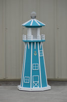 39" Octagon, Solar and Electric Powered  Poly, Lawn Lighthouses Aruba Blue with White Trim