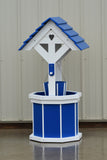 4 ft. Poly Wishing Well with Planter Bucket, Blue and White