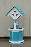 4 ft. Poly Wishing Well with Planter Bucket, Aruba Blue and White