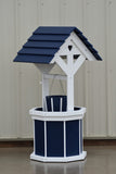 4 ft. Poly Wishing Well with Planter Bucket, Patriot Blue and White