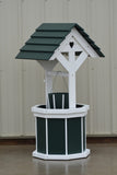 4 ft. Poly Wishing Well with Planter Bucket, Green and White