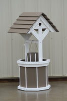 4 ft. Poly Wishing Well with Planter Bucket, Clay and White