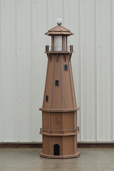 6 ft. Octagon Solar and Electric Powered Poly Lighthouse Antique Mahogany