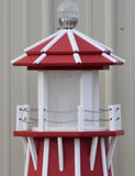 6 ft. Octagon Solar and Electric Powered Poly Lighthouse Red and White