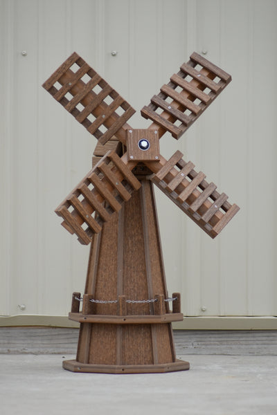 30 inch Octagon, Decorative, Spinning Poly Dutch Windmill (Antique Mahogany)