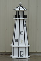 5 ft. Octagon Solar and Electric Powered Poly Lighthouses White/Black Trim