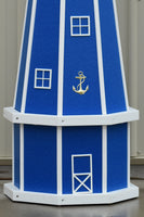 5 ft. Octagon Solar and Electric Powered Poly Lighthouses, Blue/white trim