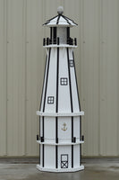 6 ft. Octagon Solar and Electric Powered Poly Lighthouse White and Black