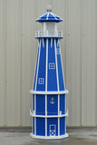 6 ft. Octagon Solar and Electric Powered Poly Lighthouses, Blue/white trim