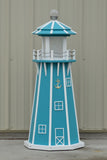 4 ft. Octagon Solar and Electric Powered Poly Garden Lighthouses Aruba Blue and White