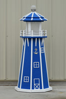 4 ft. Octagon Solar and Electric Powered Poly Garden Lighthouses Blue and White