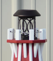 32" Octagon; Solar Powered Poly Lighthouses, Red/white trim