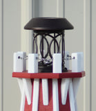 32" Octagon; Solar Powered Poly Lighthouses, Red/white trim