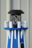 32" Octagon; Solar Powered Poly Lighthouses, Blue/white trim