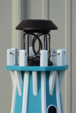 32" Octagon; Solar Powered Poly Lighthouses Aruba Blue with White Trim